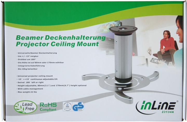 Actual product image InLine Ceiling mount for projector height 80/170mm max. 10kg (Ceiling)