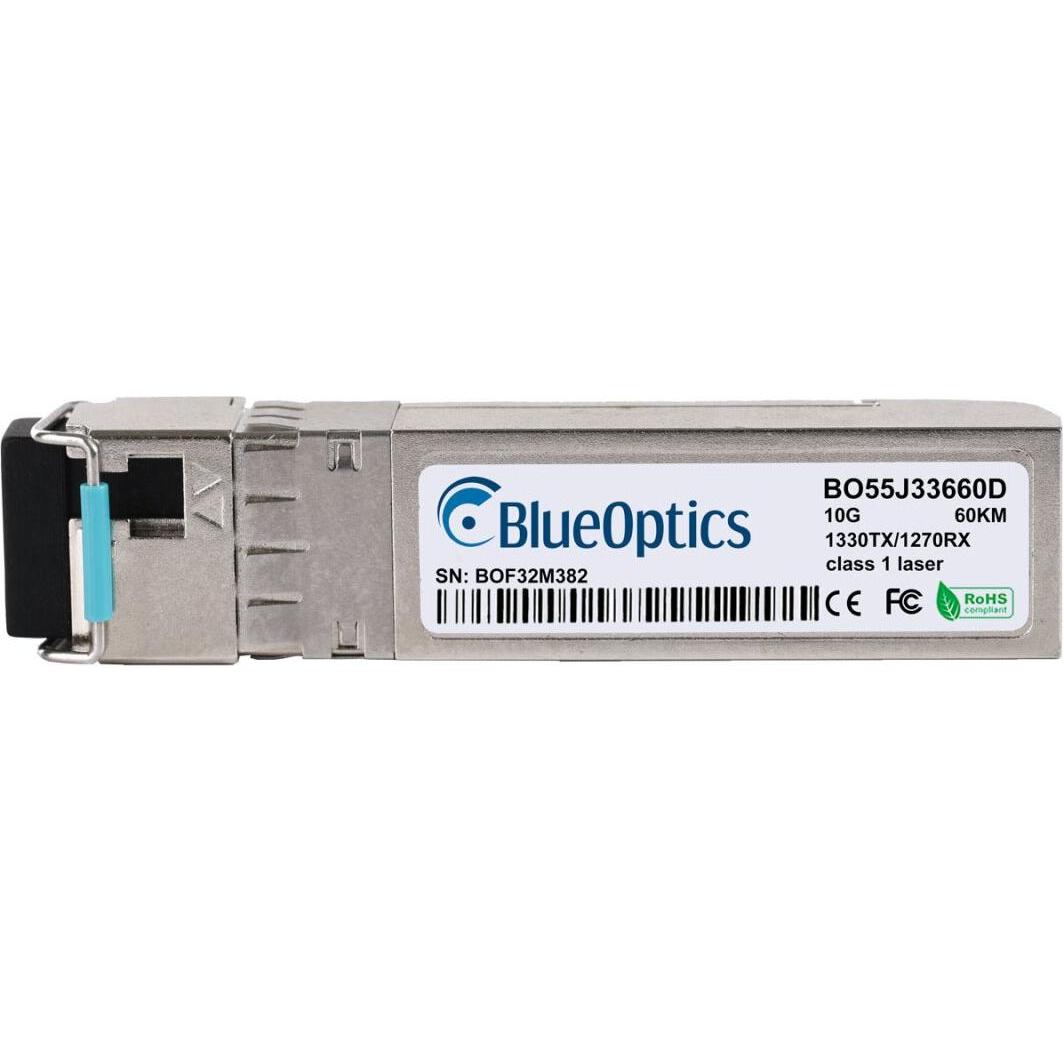 BlueOptics Source Photonics SFP-10G-BX-D-60KM Compatibile SFP+ BO55J33660D, Ricetrasmettitore, Argento