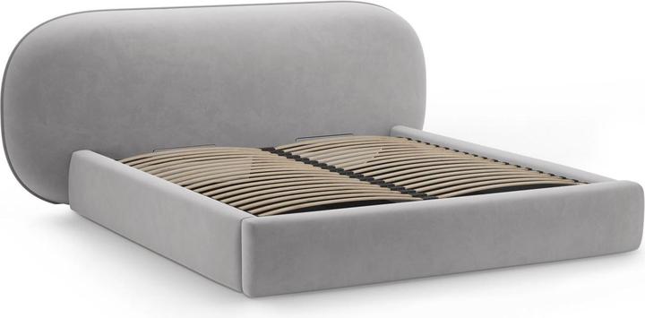 Actual product image Micadoni Velvet Storage Bed With Headboard, "Ovalo", Light Grey, 234x270x96 Made in Europe (180 x 200 cm)
