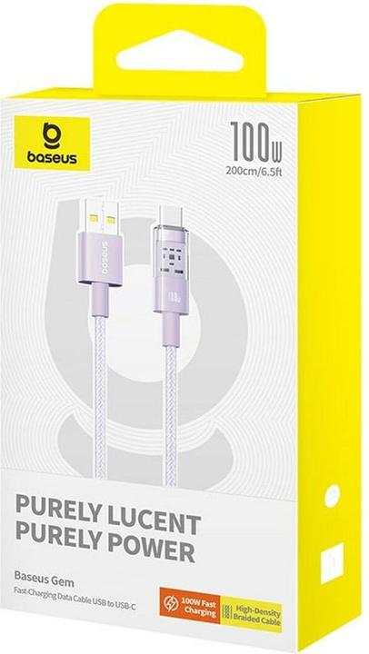Productafbeelding Baseus Gem USB A naar USB C snellaadkabel 2 m 100 W paars (2 m, USB 3.2 Gen 1, 100 W)