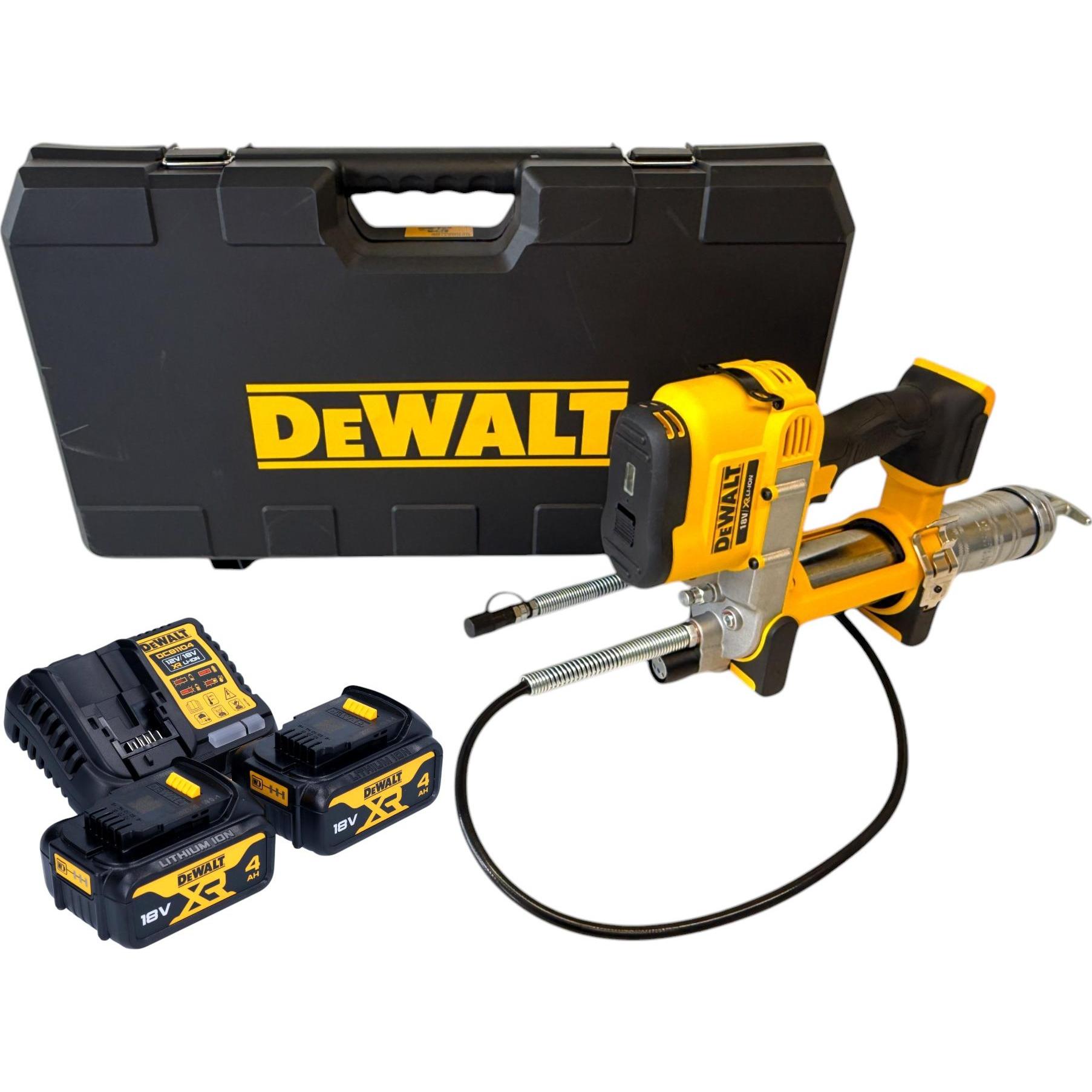 DeWalt, Kartuschenpistole + Fettpresse, DCGG 571 M2K Akku Fettpresse 18 V + 2x Akku 4,0 Ah + Ladegerät