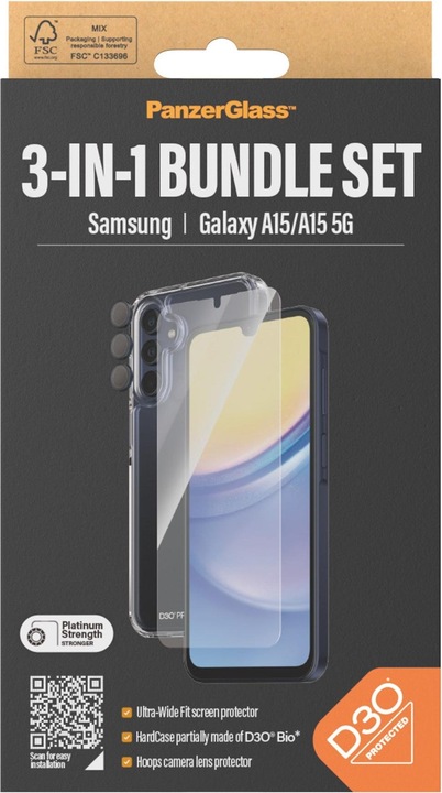 Image du produit PanzerGlass Bundle Ultra Wide FIt Glass + Case + Lens (1 pièce(s), Samsung Galaxy A14, Samsung Galaxy A14 5G)