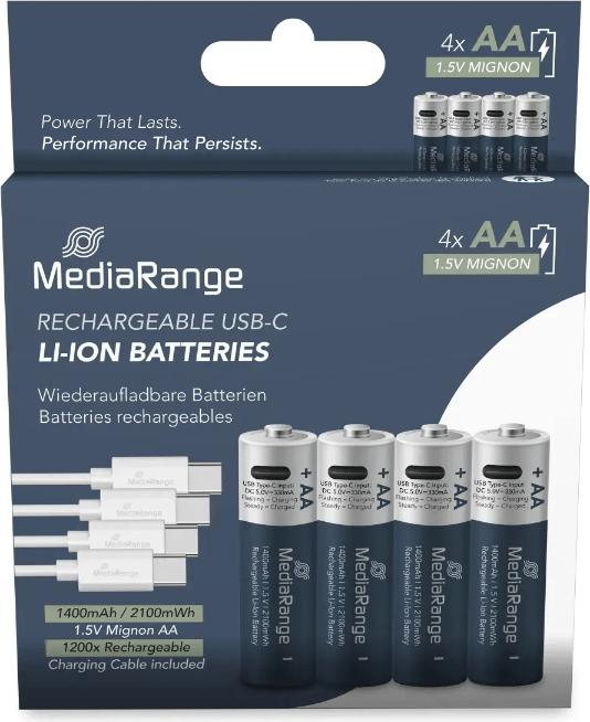 Actual product image MediaRange Rechargeable USB-C (4 pcs., AA, 1400 mAh)