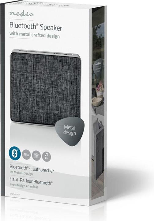 Produktbild Nedis SPBT-1002 Bluetooth Lautsprecher Gun Metal Grau (20 h, Akkubetrieb)