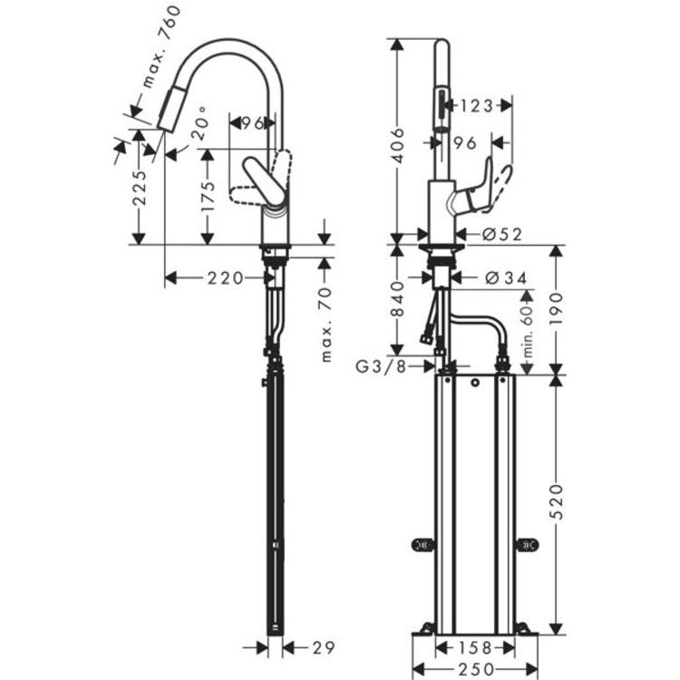 Thumbnail - hansgrohe, Küchenarmatur, HG Einhebel-Spültischmischer 240 FOCUS DN 15, mit sBox, Ausziehbrause chrom