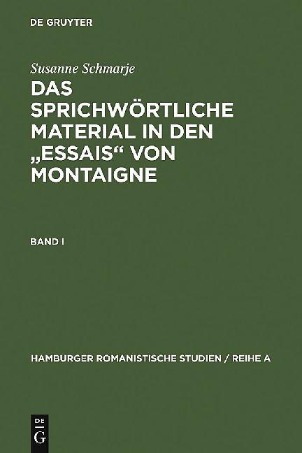 Produktbild Das sprichwörtliche Material in den "Essais" von Montaigne (Deutsch, 1973)