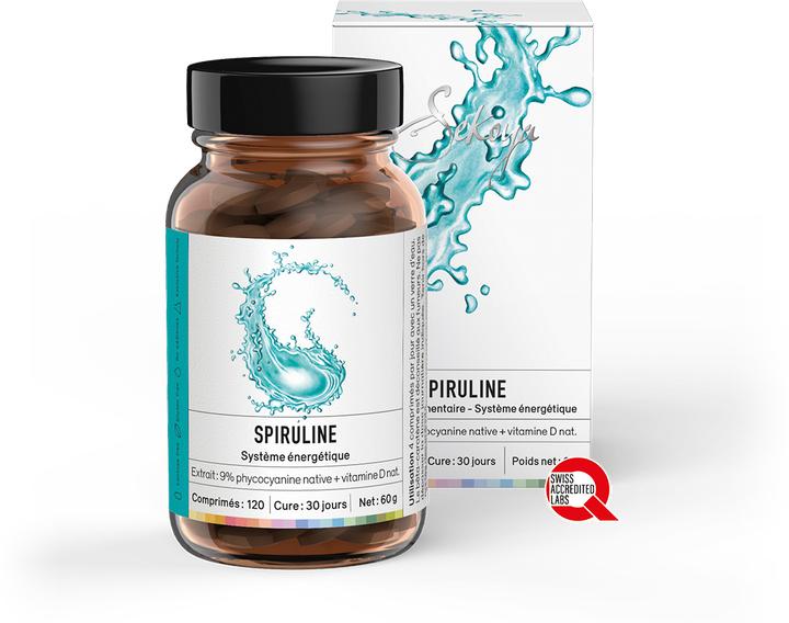 Image du produit Sekoya Spiruline & vitamine D | 9% phycocyanine (120 pièce(s), Cachets)