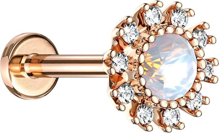 Immagine prodotto Star Piercing Micro Labret filo interno oro rosa doppio cristallo pavé argento (Ottone, Acciaio chirurgico 316L)