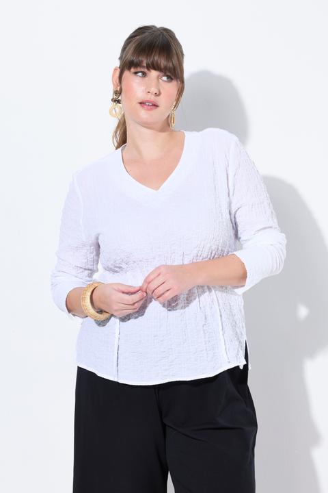 Produktbild Ulla Popken Tunika-Bluse, Raffung, V-Ausschnitt, Langarm (46, 48)