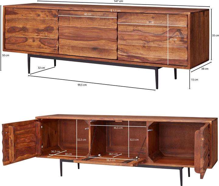 Produktbild FineBuy Lowboard Braun (38 x 38 x 50 cm)