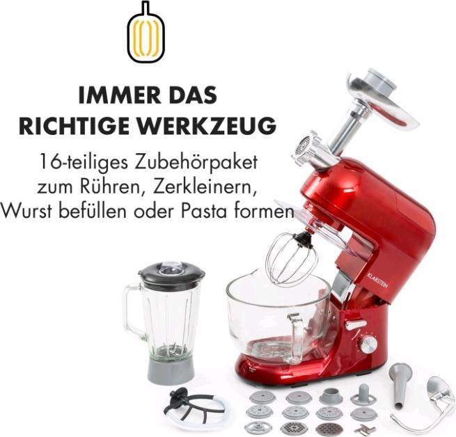 Image du produit Klarstein Lucia Rossa 2G Robot de cuisine rouge (1300 W, 5 l)