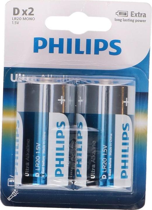 Actual product image ProPlus Philips Ultra Alkaline batteries D 2 pieces in blister (2 pcs., D)