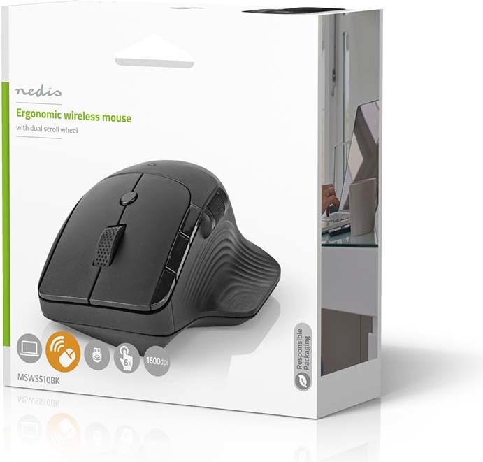 Produktbild Nedis Mouse | Drahtlos | 800 / 1200 / 1600 dpi | Einstellbar DPI | Anzahl Knöpfe: 6 | Rechtshändig (Kabellos)