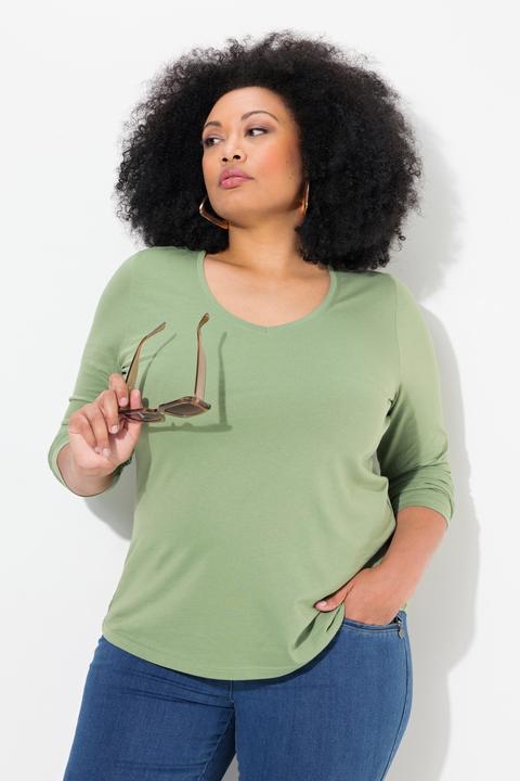 Produktbild Ulla Popken Shirt, Slim, V-Ausschnitt, Langarm (58)