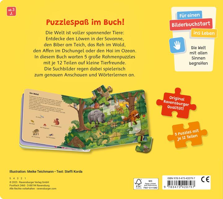 Immagine prodotto Ravensburger Puzzle-Buch: Tiere der Welt (12 pezzi)