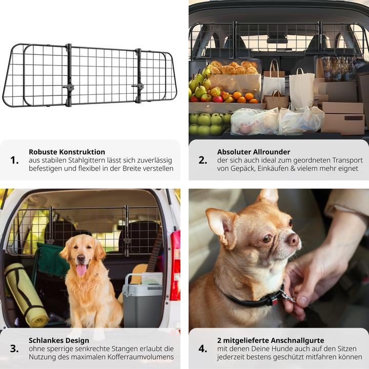 Produktbild tectake Hundeschutzgitter Balu, breitenverstellbar, 2 Anschnallgurte (Hund, Faltbar)