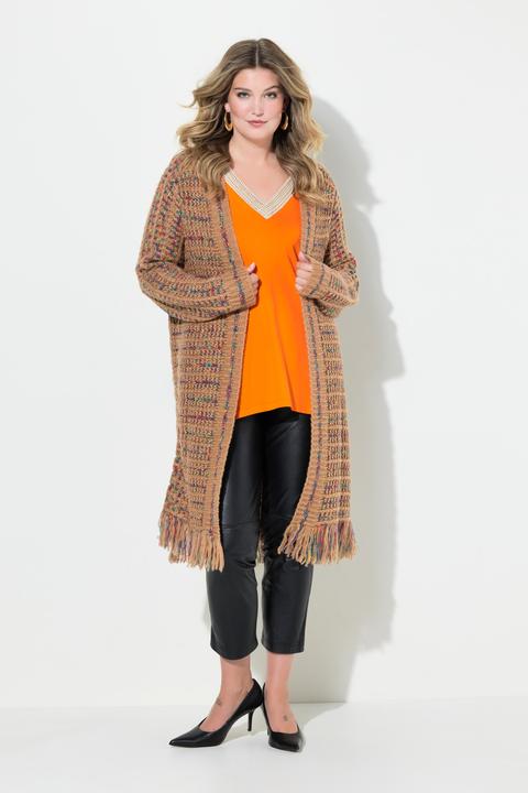 Produktbild Miamoda Long-Strickjacke, Straight Fit, Fransensaum (56)