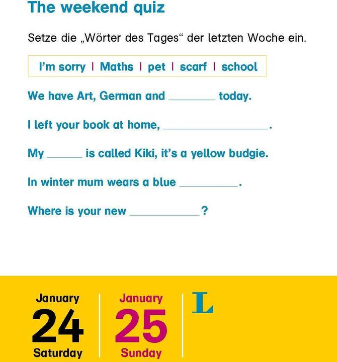Nährwerte und Zutaten Langenscheidt Kinderkalender Englisch 2026 (12.5 x 16 cm)