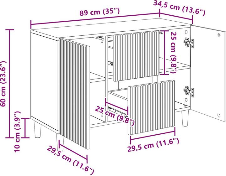 Produktbild vidaXL Sideboard (34.50 x 89 x 60 cm)