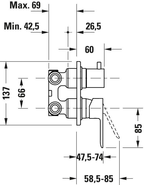 Produktbild Duravit D-Code Einhebelmischer Unterputz Set, 2 Verbraucher