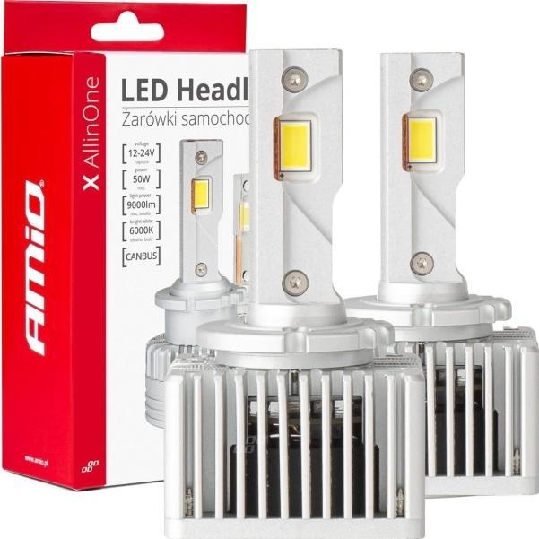 Amio, Illuminazione auto, Żarówki samochodowe led seria x allinone d1s d3s d8s 6000k canbus amio-03669