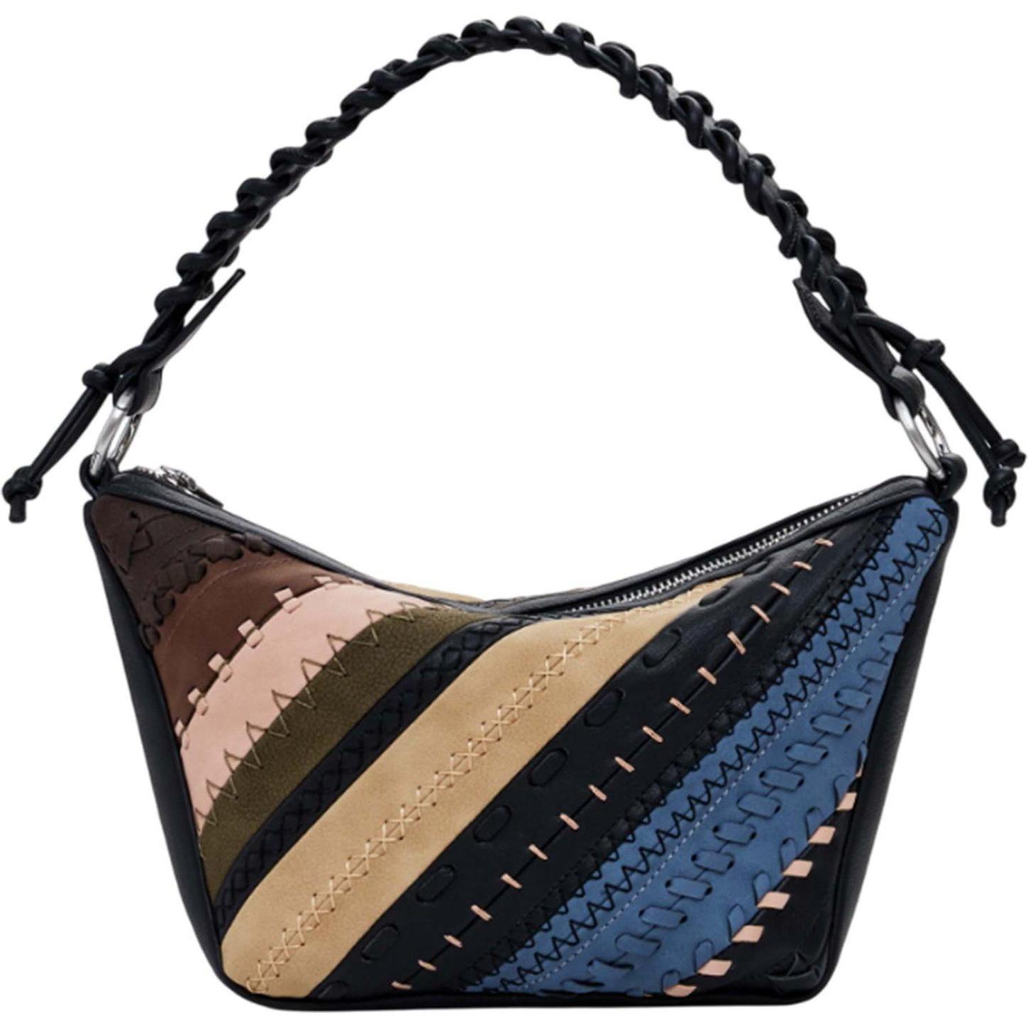 Desigual, Damen, Handtasche, Quebec Whipstitch Munich Shoulder Bag, Braun, Mehrfarbig