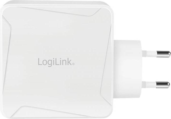 Productafbeelding LogiLink USB-contactdoosadapter, 1x USB-C (PD) & 1x USB-A, GaN, 100 W (100 W, 2 ports)