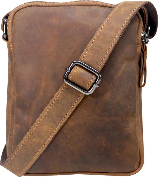 Actual product image Greenwood Herrentasche Echtleder 9 Zoll Nili Vintage Look Camel-Braun No.20
