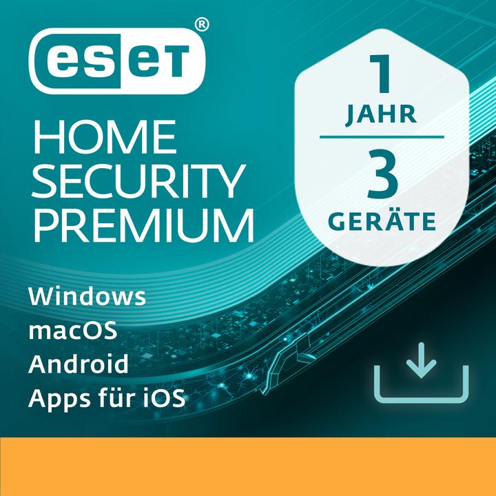 Immagine prodotto ESET Home Security Premium 3U 1Y Download Code (1 Utente, 3 Dispositivi/Utenti, 12 mesi)