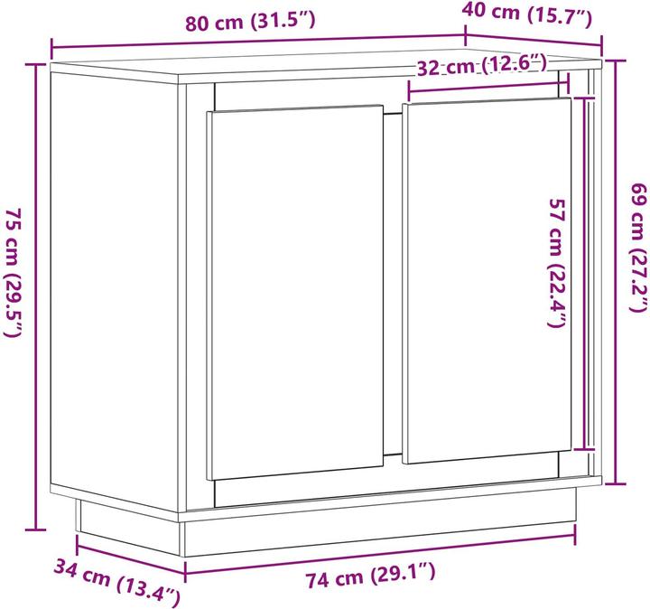 Produktbild vidaXL Modernes Sideboard (80 x 40 x 75 cm)