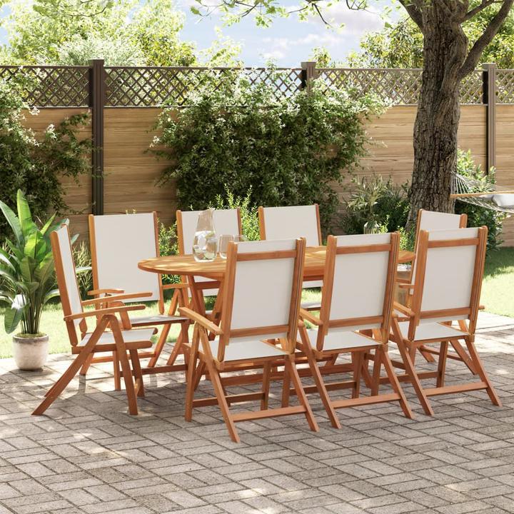 Actual product image vidaXL Garden furniture dining set garden set 9-piece solid wood acacia textilene (160 cm)