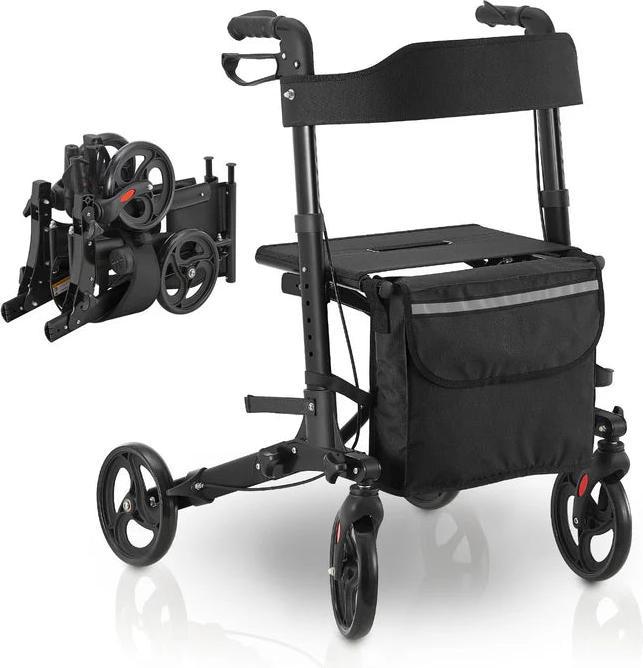 Immagine prodotto Juskys Rollator Vital con sedile e borsa per la spesa