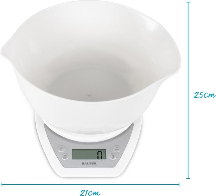 Produktbild Salter 1024 WHDR14 Digital Kitchen Scales with Dual Pour Mixing Bowl white