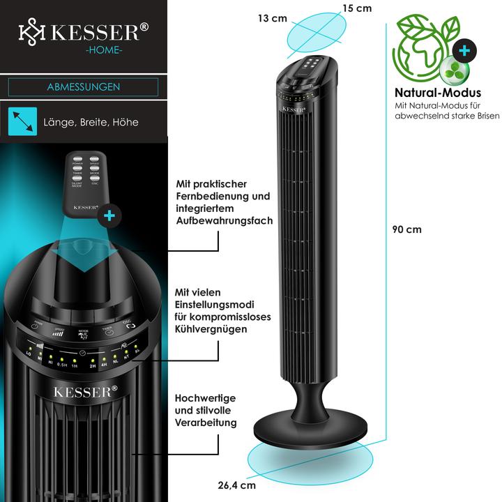 Produktbild Kesser Turmventilator FERNBEDIENUNG Ventilator LED Display (51.50 dB)