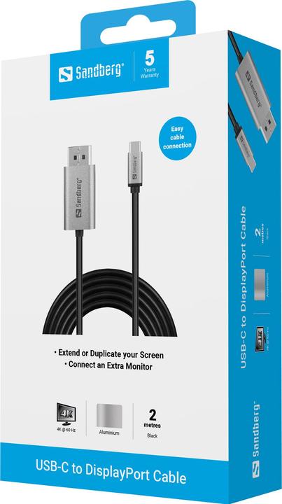 Produktbild Sandberg DisplayPort – USB C (2 m)