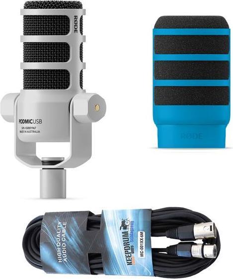 Podmic USB Weiss USB-C zu USB-C Kabel 3m Schaumstoff-Popschutz WS14B Popschutz keepdrum XLR-Kabel