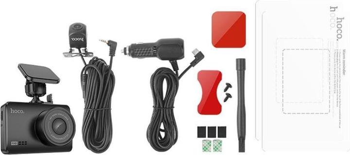 Produktbild Hoco Kopfhörer mit Mikrofon Autokamera mit Bildschirm 2,45" + Rückfahrkamera 1080P/30fps DV3 schwarz (Eingebautes Display, Eingebautes Mikrofon, Full HD)