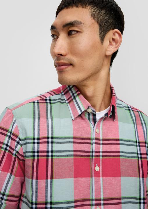 Image du produit S.Oliver Hemd Kariertes Kurzarmhemd aus Leinenmix (M)