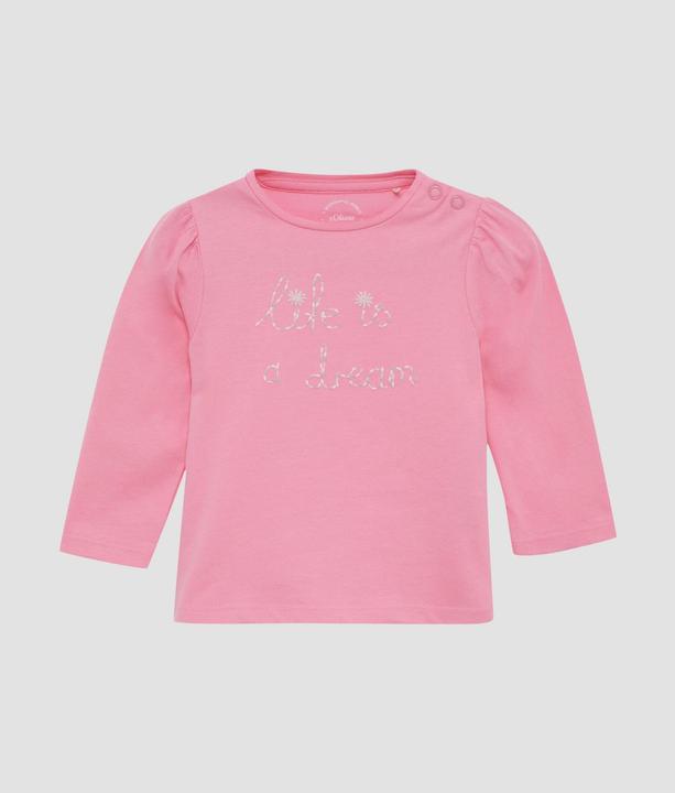 Produktbild S.Oliver T-Shirt Ausgestelltes Langarmshirt mit Glitzerprint und Puffärmeln (74)