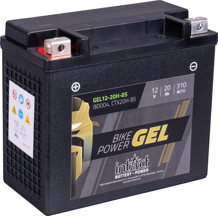 Intact GEL12-20H-BS Bike-Power GEL 20Ah Motorcycle Battery (DIN 82004) YTX20H-BS (12 V, 20 Ah, 310 A)