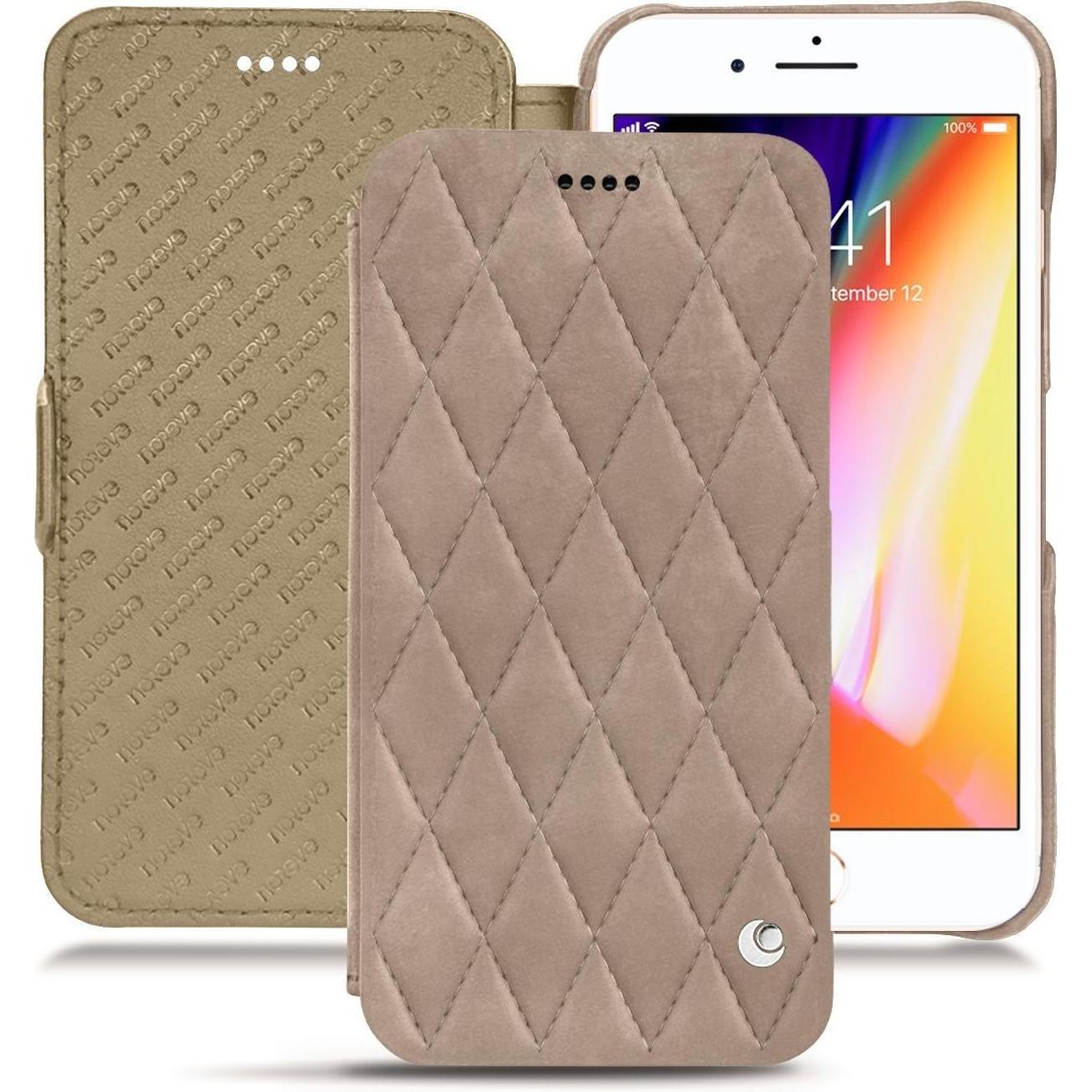 Noreve Lederschutzhülle horizontal (Apple iPhone 8 Plus), Smartphone Hülle, Beige
