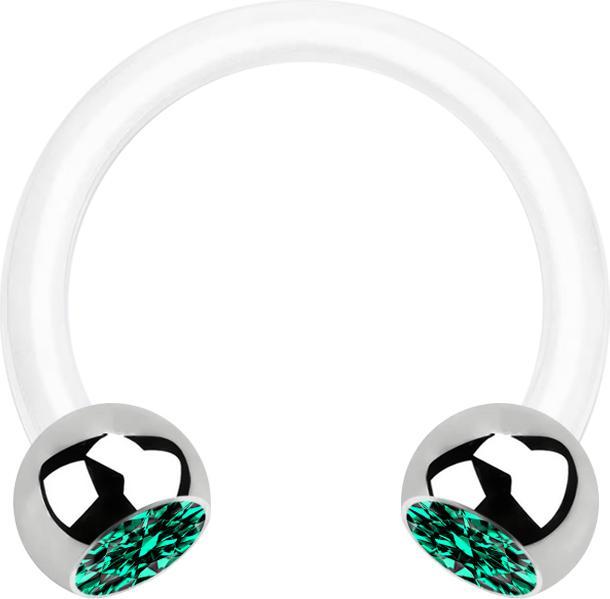 Immagine prodotto Star Piercing Micro Circular Barbell bianco con due sfere in cristallo d'argento turchese (Materiale sintetico, senza ottone, Acciaio chirurgico 316L)
