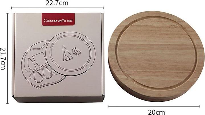 Actual product image 4-piece cheese board rotating cheese cutting board oak cheese board with cheese knife set