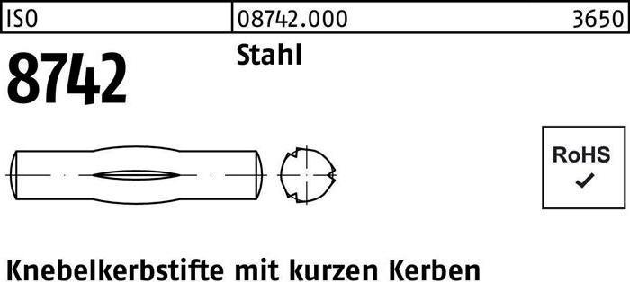 Produktbild Knebelkerbstift ISO 8742 m.kurzen Kerben 10 x 45 Stahl ISO 8742