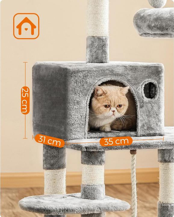 Actual product image Feandrea Cat tree with hammock (143 cm, Beige, Grey, Light grey)