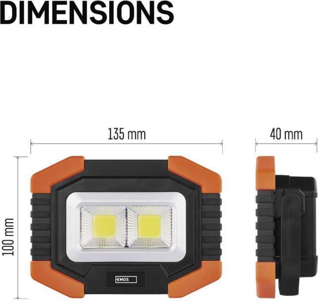 Actual product image Emos COB LED work light P4112, 350 lm, 3x AA (350 lm)