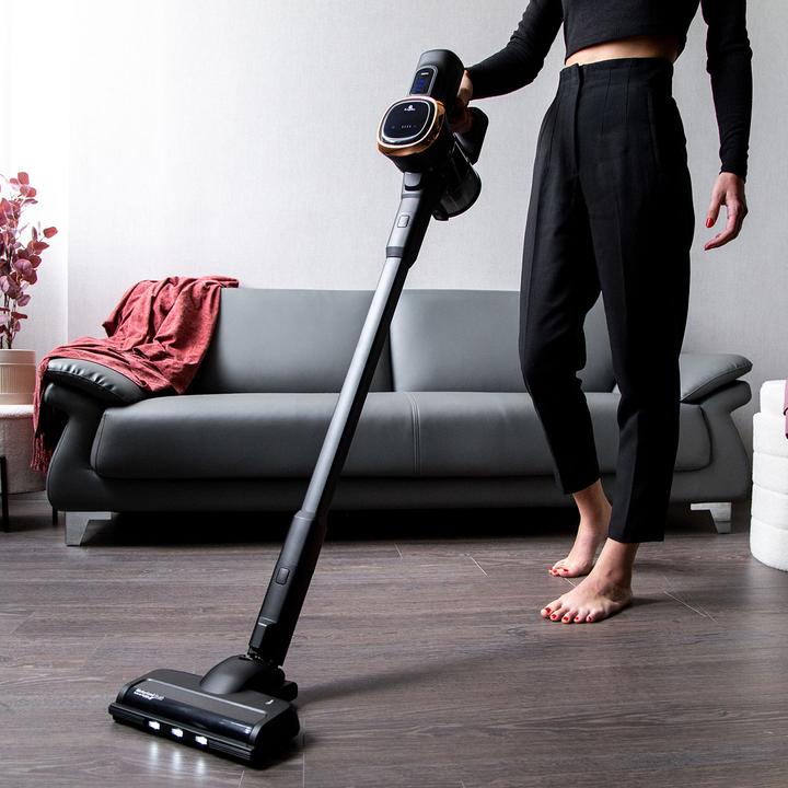 Actual product image BerlingerHaus Design cordless hoover, 220 W BLDC motor, 25.9 V Li-ION battery, black-pink gold