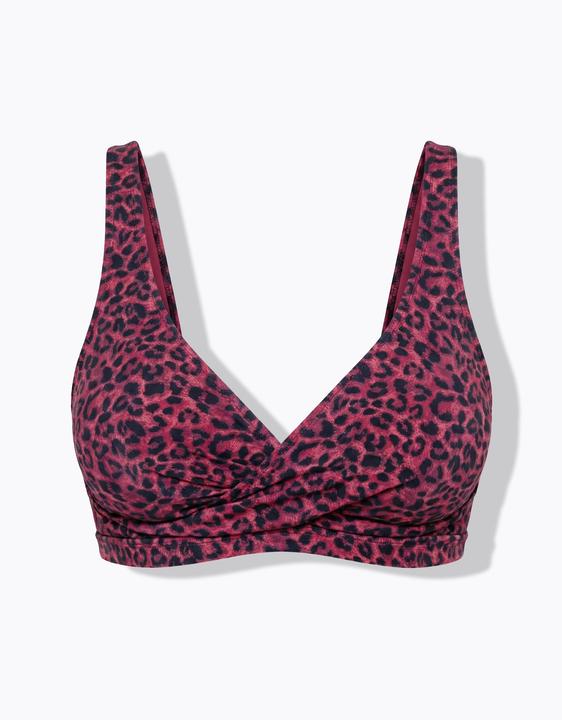 Studio Untold Haut de bikini drapé, bonnets souples, imprimé léopard coloré