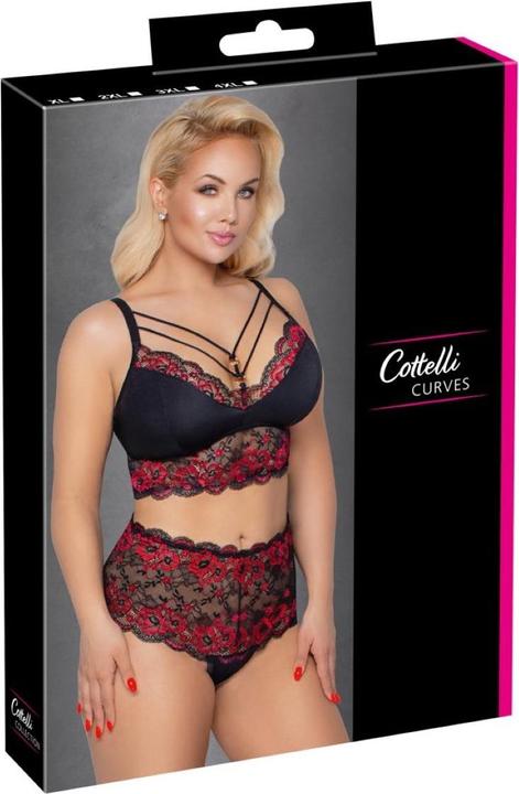 Productafbeelding Cottelli Collection Bh en slip zwart/rood 2XL (XXL)