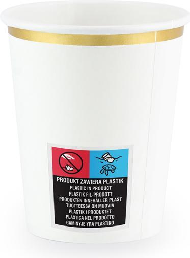 Actual product image Partydeco Cups, white, 260 ml (1 pkt / 6 pc.) (6x)